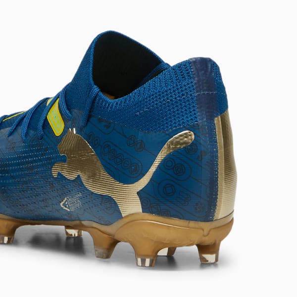 PUMA x NEYMAR JR FUTURE 7 MATCH "BNA" Firm Ground/Artifical Ground Men's Soccer Cleats, Sailing Blue-Marine Blue-Pelé Yellow-Grassy Green-Gold, extralarge